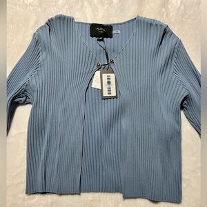 Aleeza Paris Light Blue Ribbed Cardigan